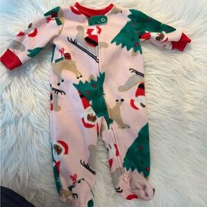 Carter's Pink and Green Holiday Footie